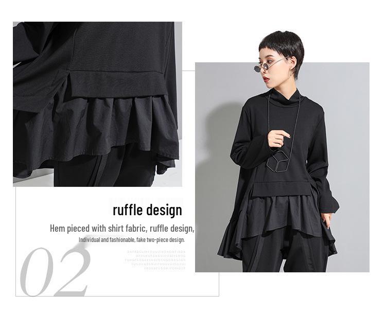 European & American Spring/Autumn Women's Irregular Swallowtail Babydoll Long-Sleeve T-Shirt