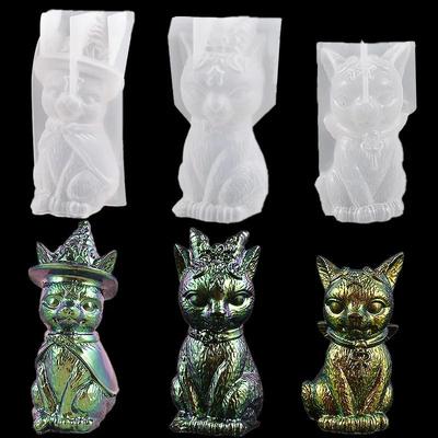 DIY Epoxy Resin Mold Mirror Magic Cat Ornament Pirate Cat Key Pendant Silicone Mold