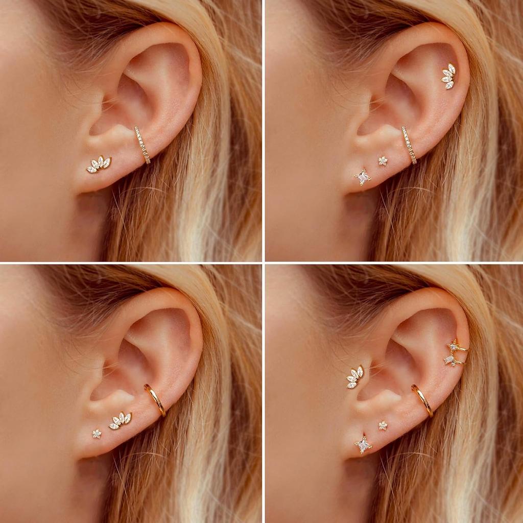 Bobisty G23 Titanium Tragus Conch Helix Piercing Jewelry 6mm 8mm 10mm Internally Threaded Flat Back Stud Earrings Tragus Jewel