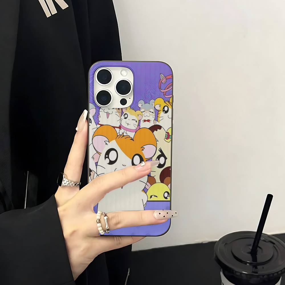 Hamtaro Cute Hamster Kawaii Lovely Corrugated Pattern Case For IPhone 16E SE4 12 17 16 15 14 13 11 Pro Max Stripe Cover