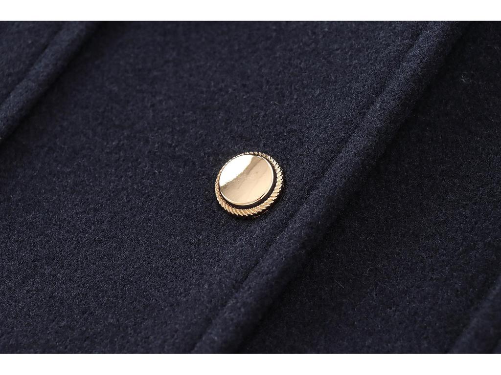 Navy-Style Gold Button High-Waisted Autumn Jacket for Women