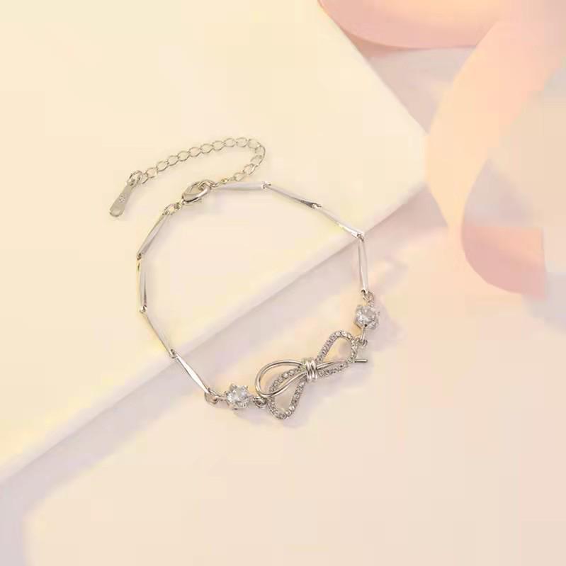 Korean Mori Style Bowknot Bracelet - Non-fading, Simple & Trendy for Women and Students платиновый