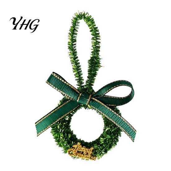Artificial Wreath with Bow Mini Christmas Ornament, Miniature Bow, Handmade Ornaments Pinecone, Xmas Tree Hanging for Holiday Party Decor