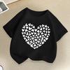 Heart Graphic Print Children Tshirts Summer Casual Fashion Kawaii Girls Colorful Tops Kids ONeck Short Sleeve Tshirts
