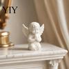 Bedside Angel Decoration 3D Printed Kneeling Figurine, Praying Cherub Desktop Statue, Wings Figurine Sculpture for Home Office Indoor Outdoor