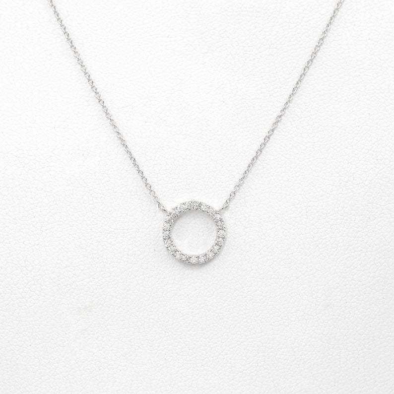 C016 Korean Version New Geometric Collarbone Chain Creative Retro Simple Full Diamond Circle Necklace