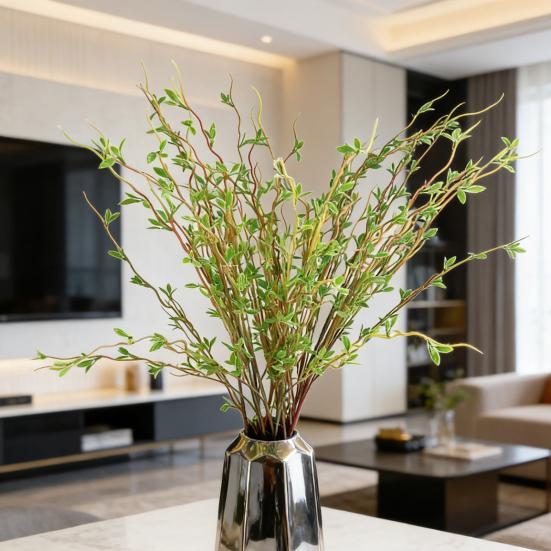Yousheng Fake Green Leaves Stems Lifelike Simulated Leaves Branch Artificial Faux Greenery Branches for Vase Filler Home Office Wedding