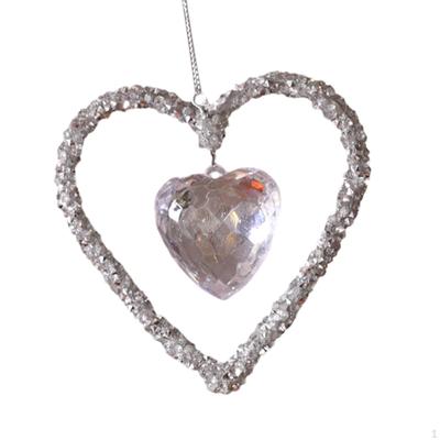 Christmas Tree Hanging Ornament Heart Shaped Pendant Transparent Hollow Decorative