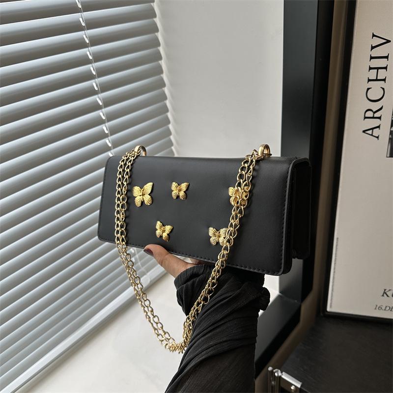 2024 Trendy Mori Style Studded Butterfly Baguette Crossbody Bag for Women