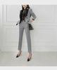 Women's Autumn Retro Houndstooth Suit - Two-Piece Plaid Jacket and Trousers