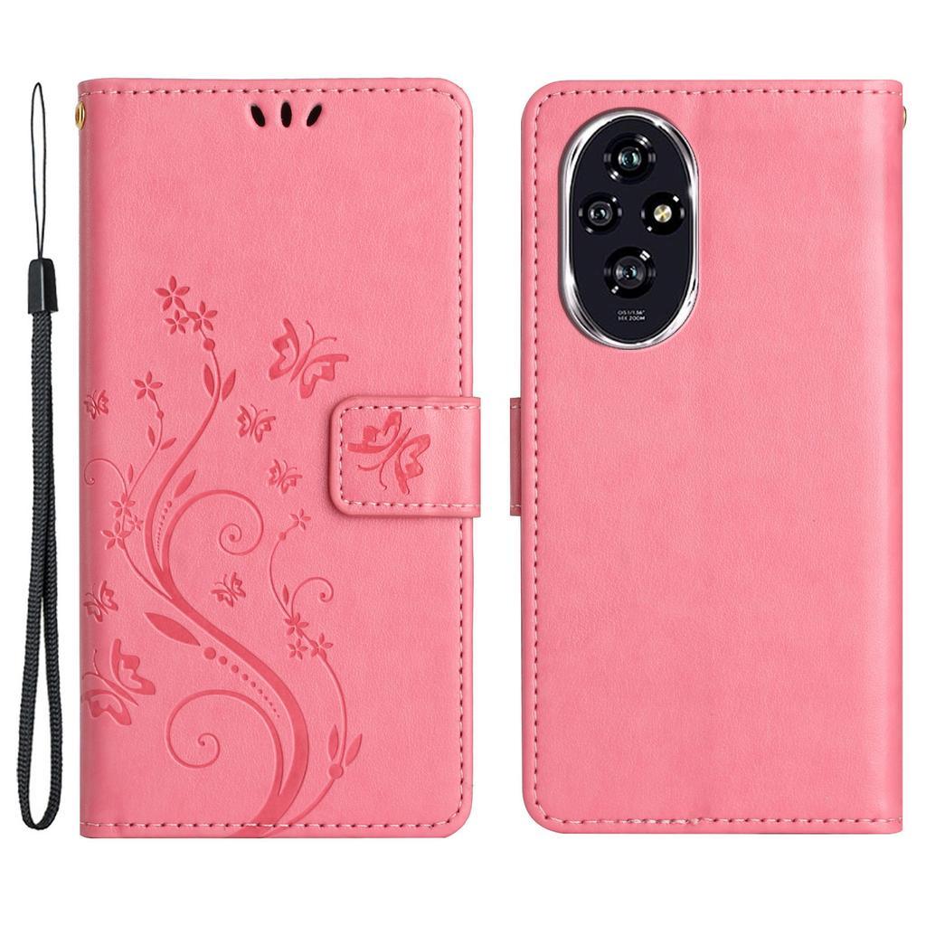 For Honor 200 Pro 5G Case Butterfly Flower Pattern Leather Phone Wallet Cover