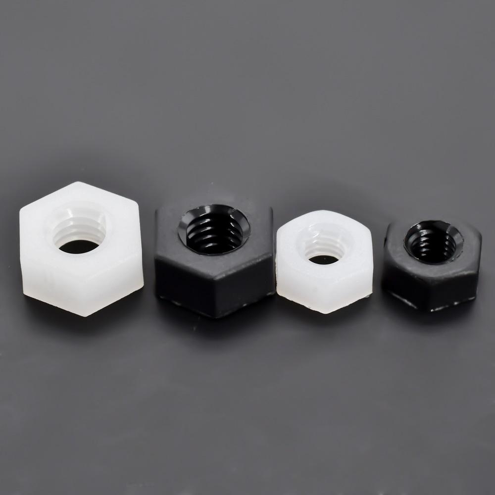 5-100 Stück Kunststoff Nylon Sechskantmutter M2 M2.5 M3 M4 M5 M6 M8 M10 M12 M14 M16 M18 M20 Schwarz oder Weiß Isolations-Sechskantmuttern