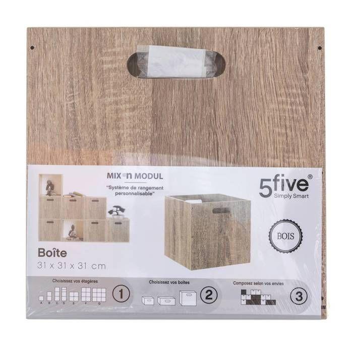 5five - panier 31x31cm "mix n modul" effet chêne naturel