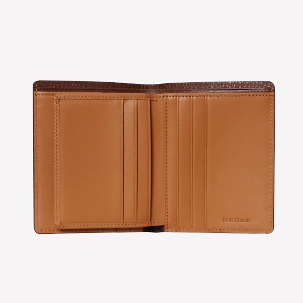 Matt Shrunken Leather Cowhide Men'S Medium Wallet [Brown]