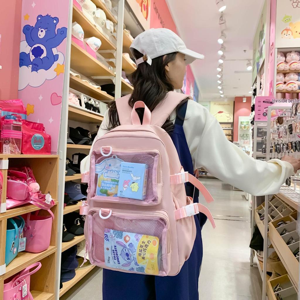Versatile Large-Capacity Transparent Ita Backpack for Girls and Women