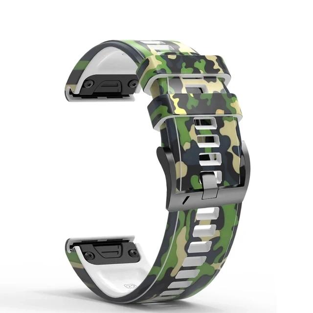 

26 22 мм ремешки для часов для Garmin Fenix 7 7X Pro 47 51 мм 6 6X Pro 5 5X Plus Epix 2 камуфляжный силиконовый быстросъемный ремешок для смарт-часов QuickFit 22mm