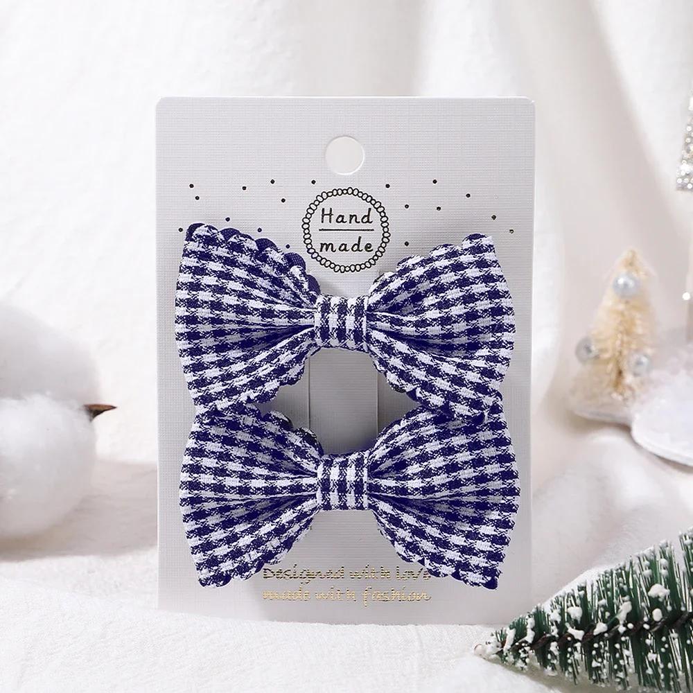 2Pcs/Set Solid Color Nylon Kids Bows Hair Clips for Baby Girls Handmade Bowknot Hairpin Barrettes Photograph Hair Accessories