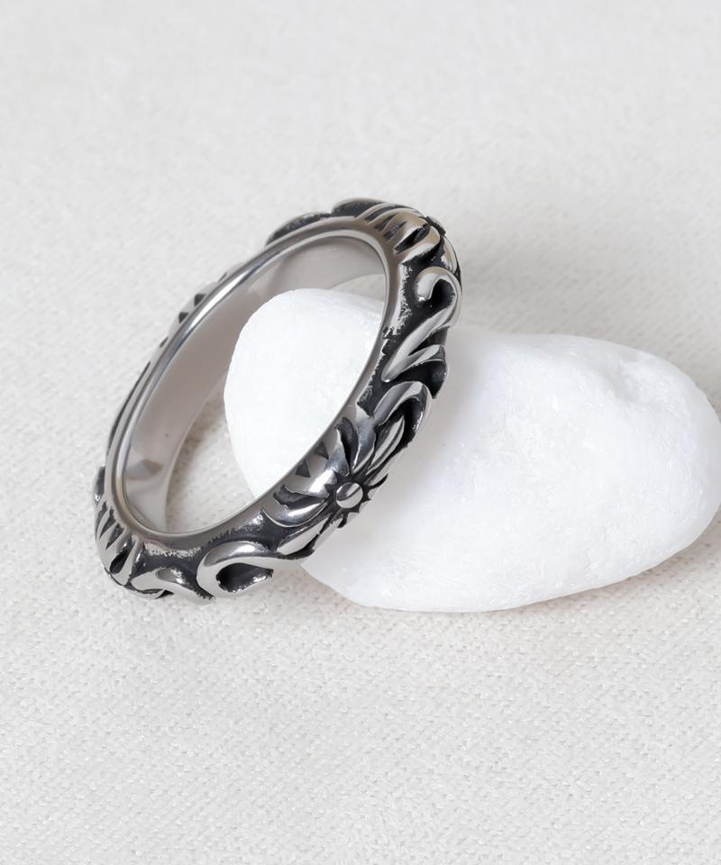 Blancier Two-Tone Obsidian Vine Bm257R1161 Vintage Ring
