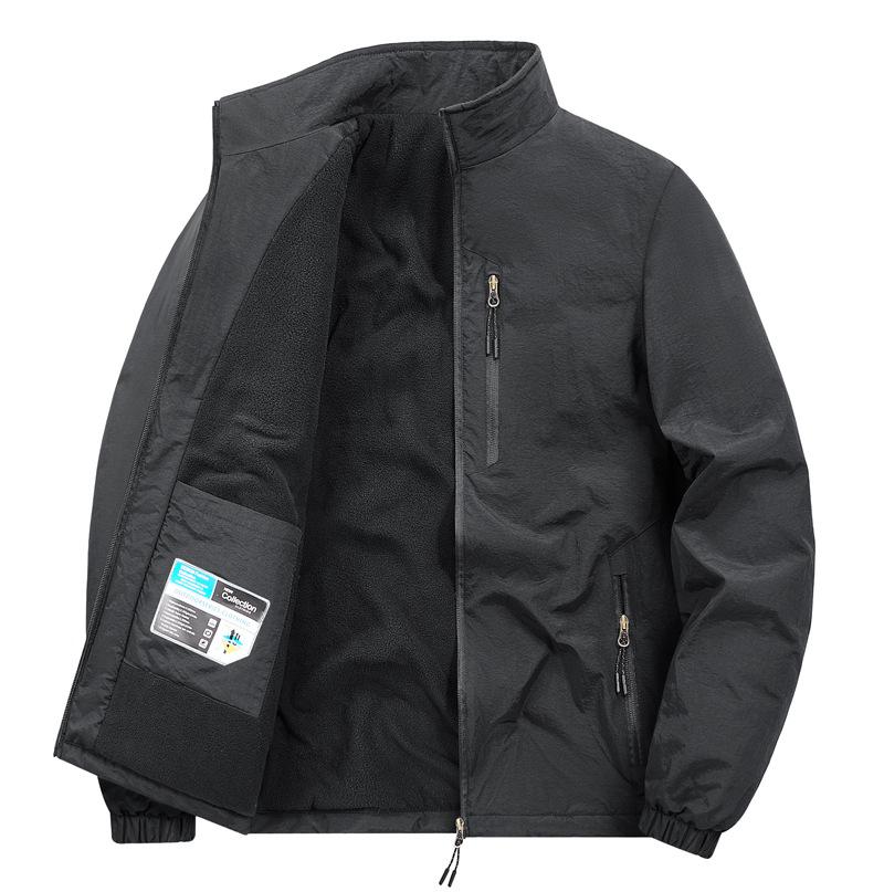 Herbst/Winter 2025 Herren Wasserdichte Jacke mit Stehkragen - Lässig, Einfarbig, Für mittlere und ältere Jahre.