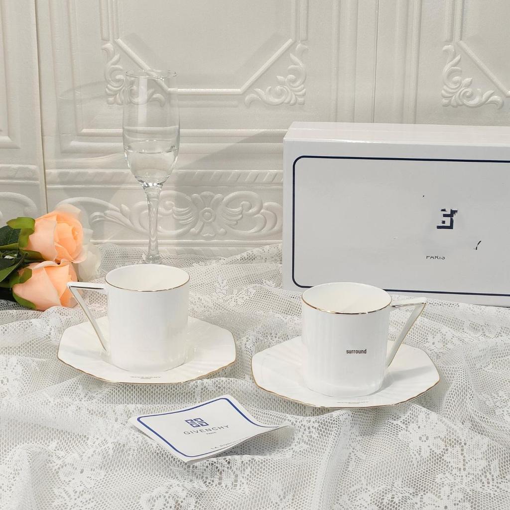 Luxury Ceramic Coffee Cup & Saucer Set with Gift Box for Office & Afternoon Tea