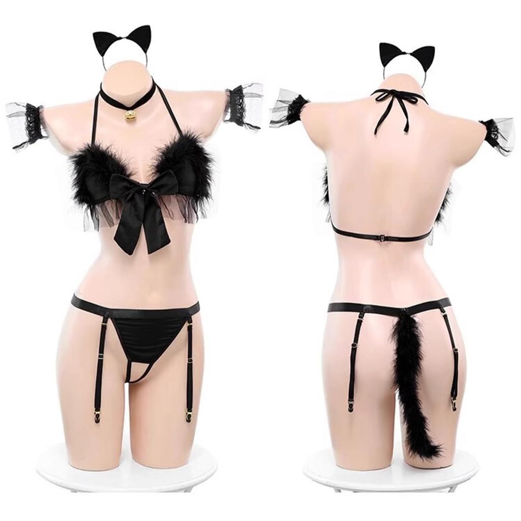 LIKENNY Cat Ear Maid Cosplay Sexy Lingerie Cute and Erotic Underwear with Fluffy and Exposing and Moe Cosplay Costume for and Photo Shoots Women's