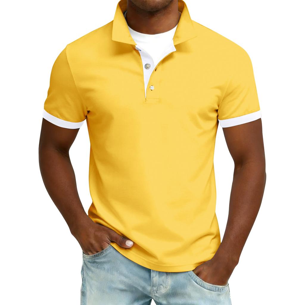 Men's Summer Button Lapel Loose Short Sleeve Top Men's Casual Fashion Top