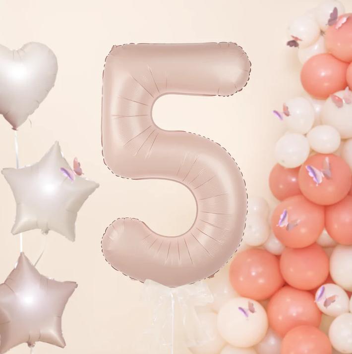 Balon Foliowy Cyfra 5 Karmelowy 100Cm