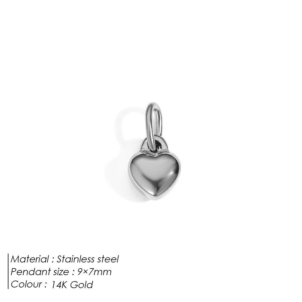 European & American Stainless Steel Heart Pendant with White Shell Electroplating - DIY Love Heart Accessories.