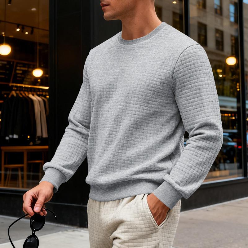 Frühlings- und Herbst Herren Retro Leicht Reif Lässig Pendeln Sport Einfaches Rundhals Struktur Sweatshirt