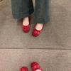 Flat-soled gentle shoes small red single shoes women's shoes 2025 spring and autumn soft-soled silver ballet shoes