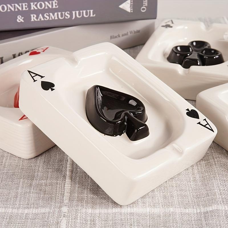 Creative Poker Ceramic Ashtray Simple and Fashionable Ashtray Portable Home Office Desk Ashtray Office Desk Gift Ashtray