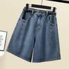 Sibaishe Women's High-Waist Wide-Leg Denim Capris