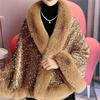 Warm Plush Shawl Autumn Winter Thicken Cardigan Soft Fur Collar Sequined Shawl