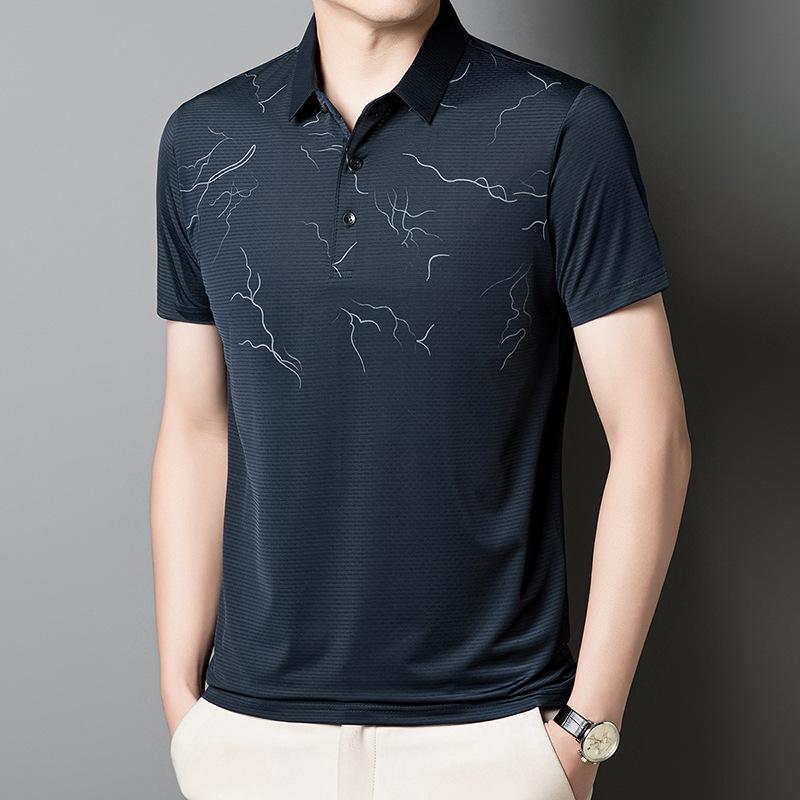 Medium Men'S Lapel Breathable Short-Sleeved Casual T-Shirt Polo Shirt