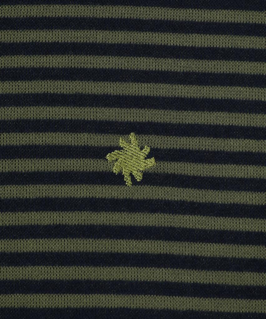Slow Record House Striped Knit Zip-Up Hoodie_Khaki