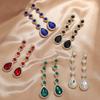 Boucles d'oreilles Goutte d'eau Style Français Vintage pour Femmes avec Détails Strass pour Soirée
