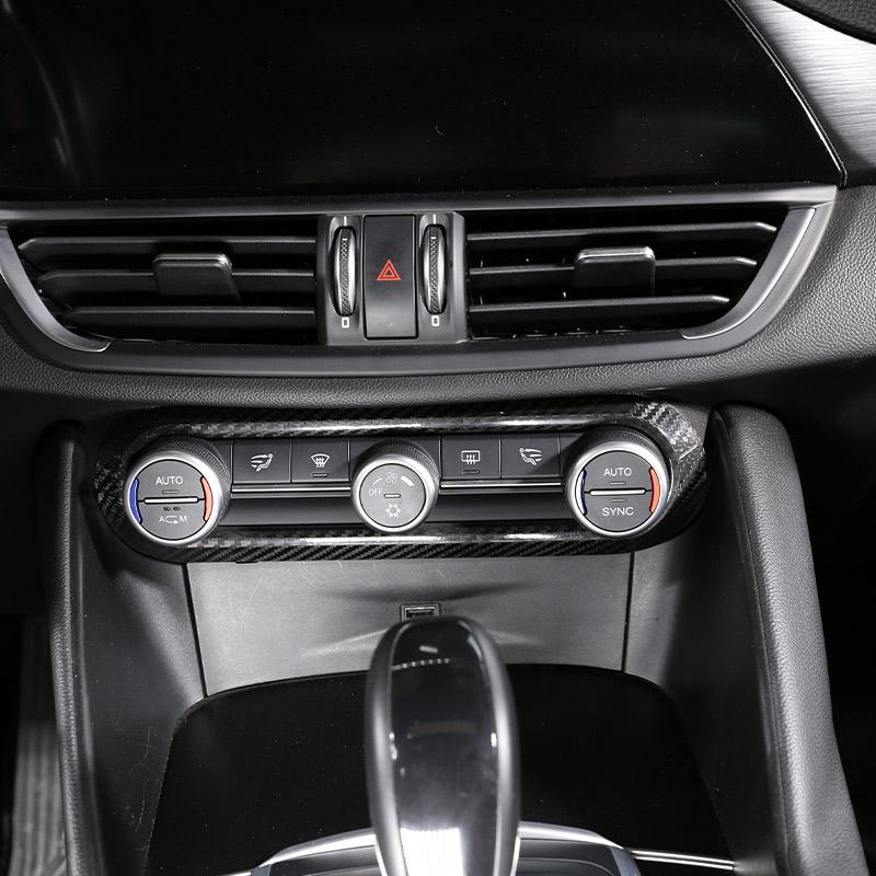 Real Carbon Fiber For Alfa Romeo Stelvio Giulia 2017-2026 Car Air Conditioning Volume Knob Decorative Frame Car Accessories