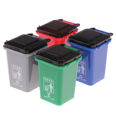 1:12 Oyuncak Bebek Evi Dekor Oyuncakları Mini Çöp Kovası Modeli / Mini Atık Kutusu / Kalem Düzenleyici Ev Saklama Kutusu Plastik Tekerlekli Çöp Kovası