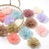 3/5Pcs 10cm Handmade Big Chiffon Fabric Artificial Flowers Head for Headwear Wedding Dress Hats Home Decoration DIY Accessories