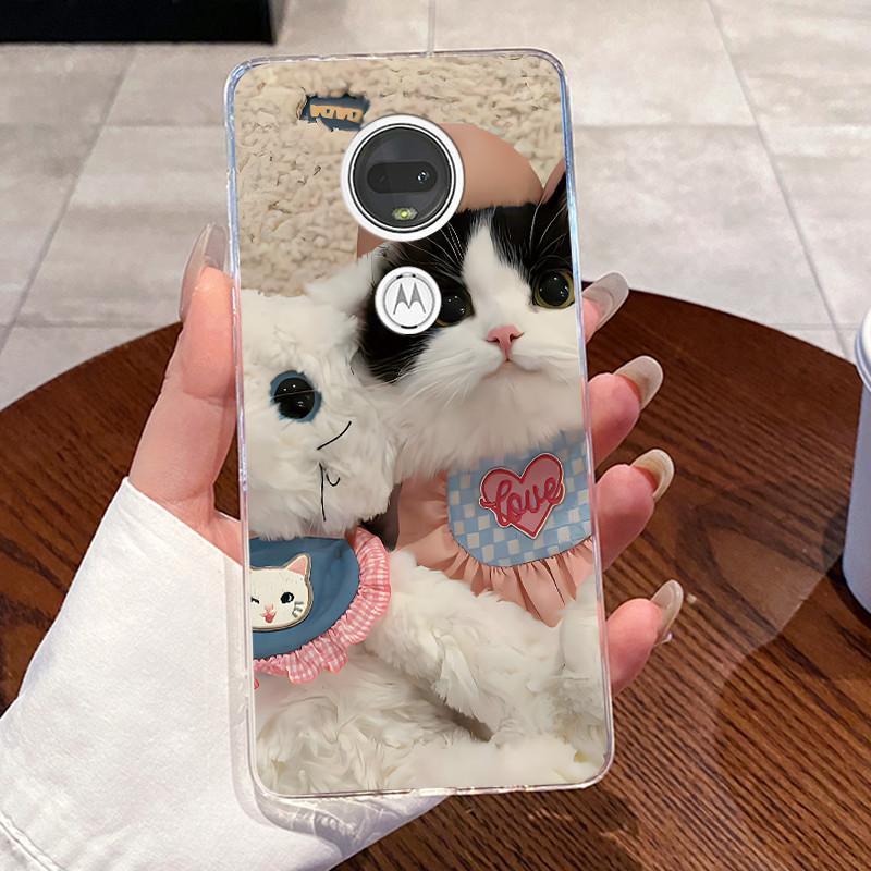 Żelowe Etui Do Motorola Moto G7 Plus/Moto G7 Play /Moto G7 Power Fundas Przezroczyste Silikonowe Miękkie TPU Pokrowiec Uroczy Kot Ochronne Etui