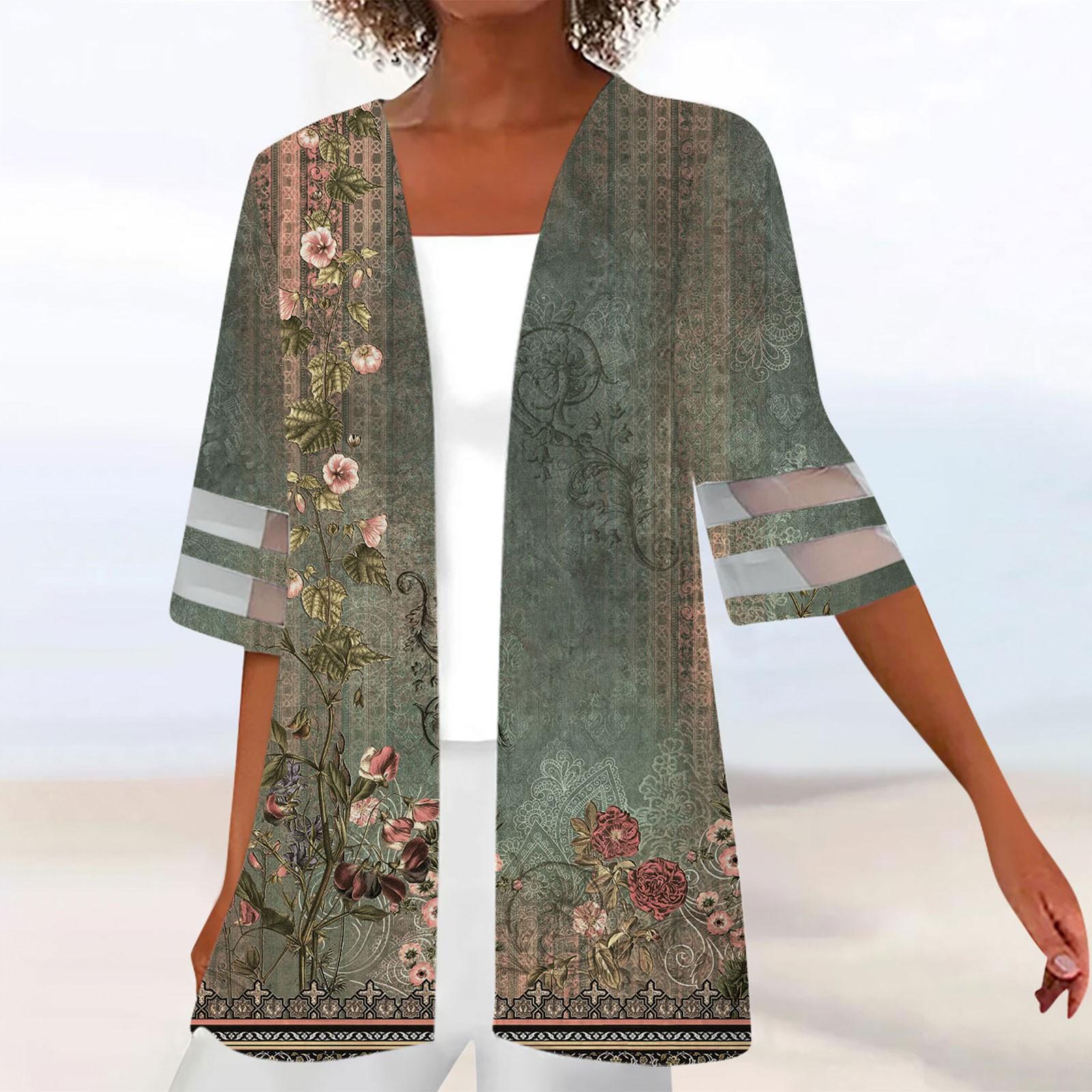 

Женская рубашка Блузка Верхняя одежда с принтом и рукавами до половины длины Повседневные праздничные базовые кружевные топы M