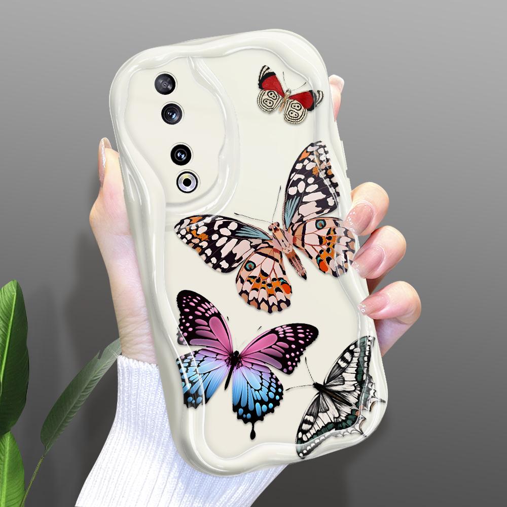 Roztomilý kreslený vzor krémová textura pouzdro vlnitý okraj měkký silikonový kryt pouzdro na telefon pro Huawei Honor Infinix Tecno iPhone