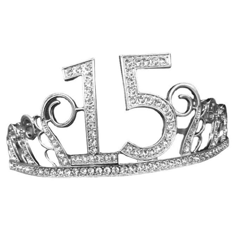 Birthday Crown Tiara 15 Years Old Number Anniversary Birthday Party Crown Princess Birthday Crown Hat Cake Crown