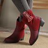 Fall/Winter New Arrival Plus Size Chunky Heel Round Toe Mid-Calf Vintage Cigarette Boots for Women