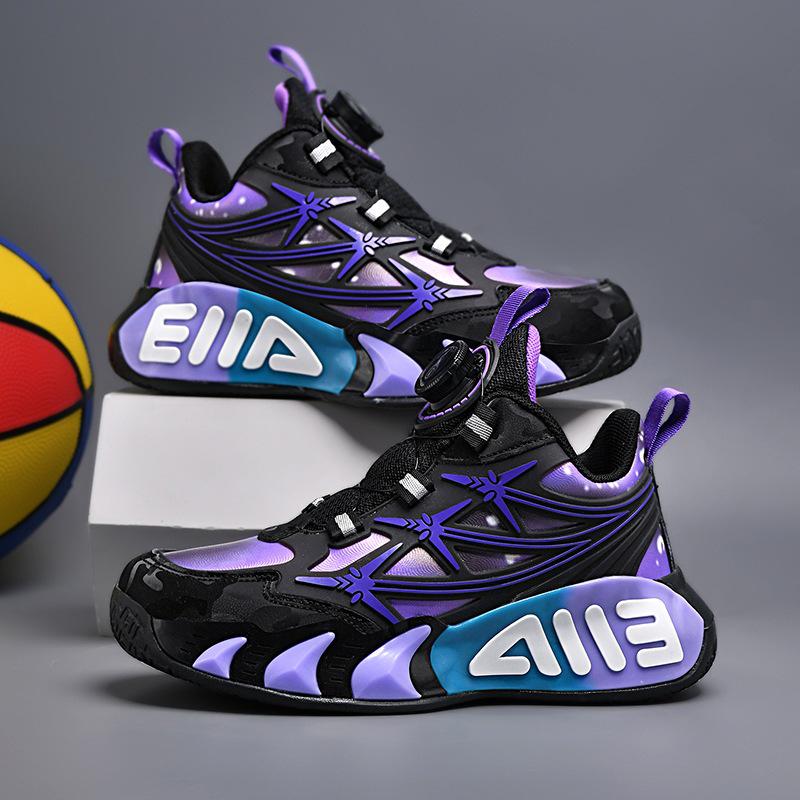 Rutschfeste Leder-Basketballschuhe für Kinder - Strapazierfähige, verschleißfeste Laufschuhe für Jungen