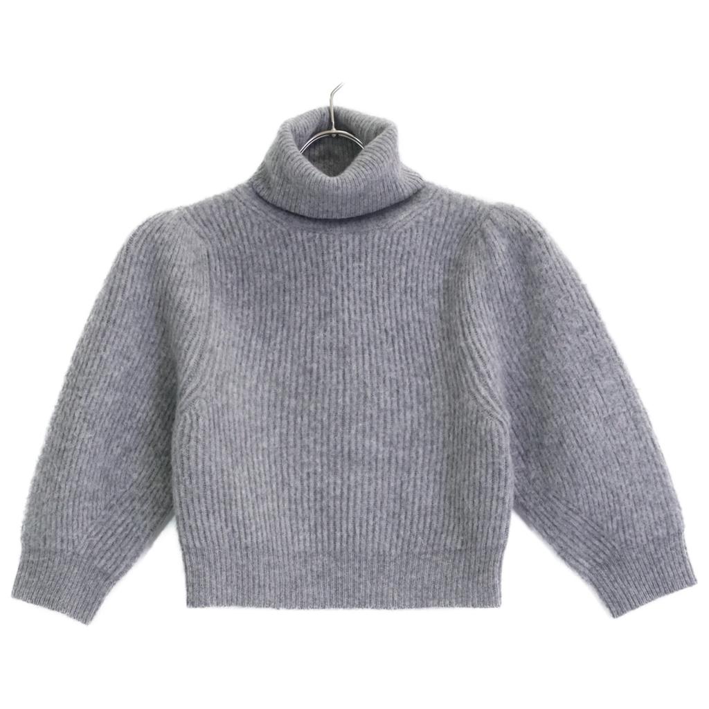 CELINE Gray 2A85T419P Turtleneck Cropped Cashmere Knit Sweater tops XS grayUsed