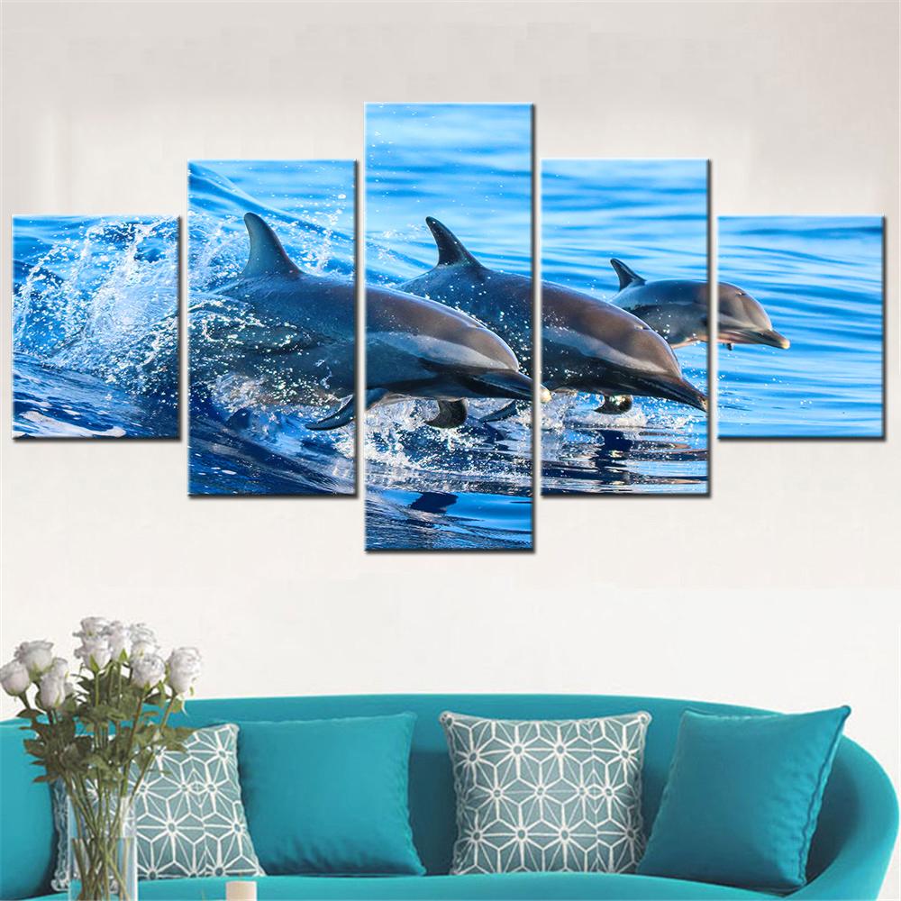 

Oceanic Dolphin Wall Art Canvas Set Modular Canvas Paintings for Living Room Decoration Modern Home Decor Pictures 20X35 20X45 20X55cm