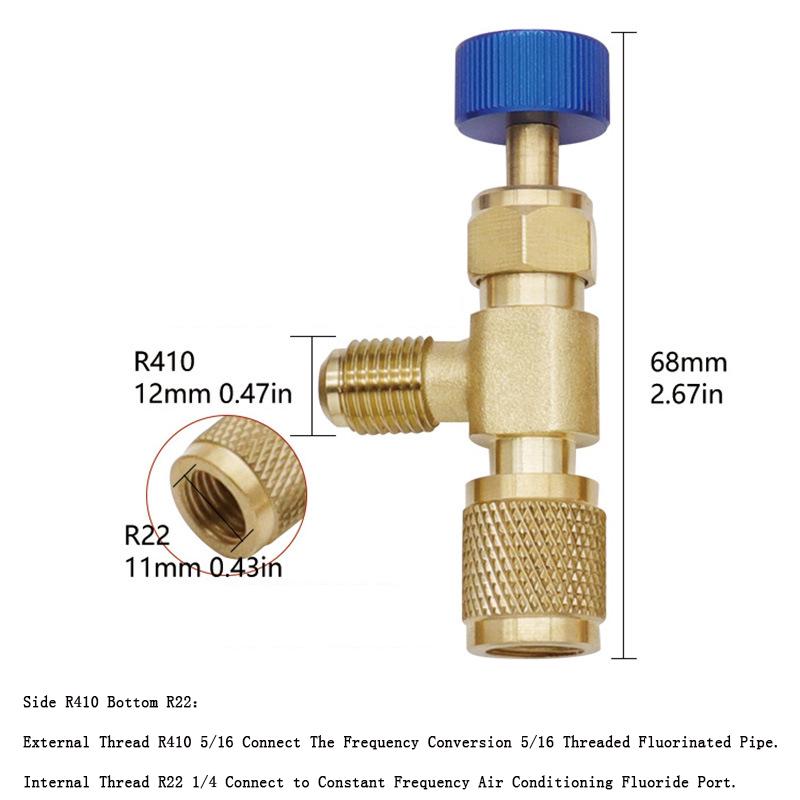4/1pcs R410A R22 Refrigeration Tool Air conditioning Safety Valve Adapter Fitting Refrigeration Charging Copper Adapter With 1/4