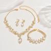 Bride Crystal Flower Jewelry Set Banquet Wedding Necklace Earrings Bracelet Accessories for Women