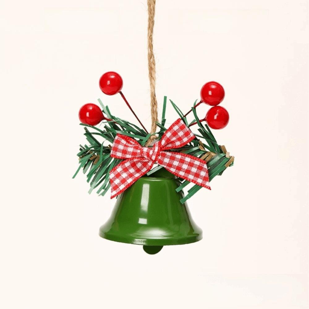 4pcs with Berry Pine Needle Christmas Jingle Bell Ornaments Hanging Style Metal Xmas Hanging Bells Christmas Tree Pendant